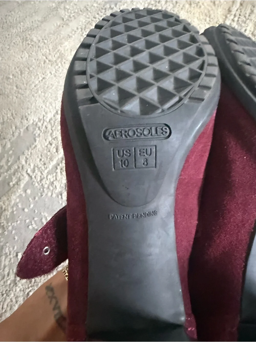 AEROSOLES Wine Burgundy Suede Mary Jane Heels comfort pumps 10